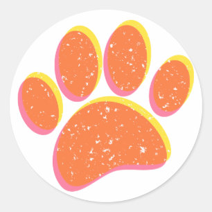 Vintage Grainy Dog Pawprint Classic Round Sticker