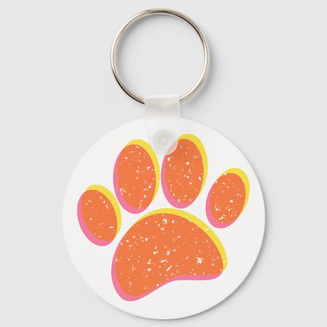 Vintage Grainy Dog Pawprint Keychain (Front)