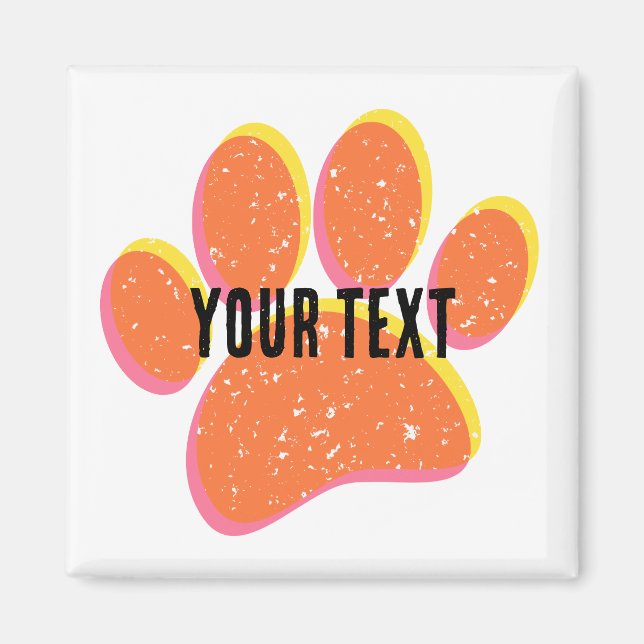 Vintage Grainy Dog Pawprint Magnet (Front)