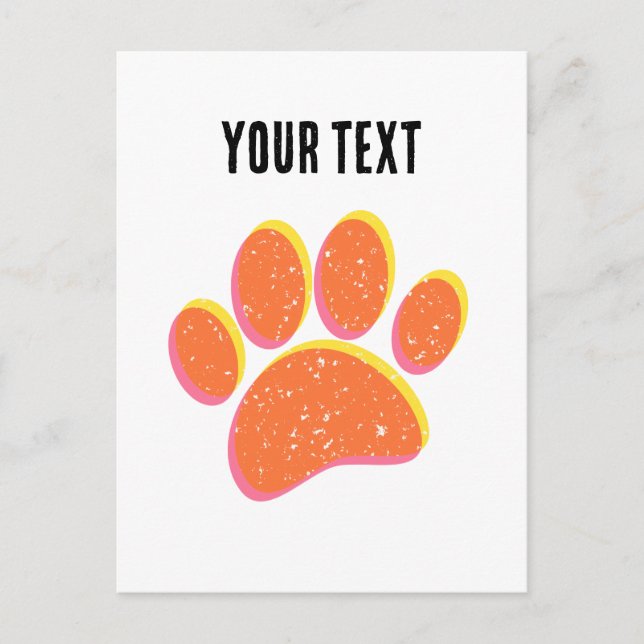 Vintage Grainy Dog Pawprint Postcard (Front)