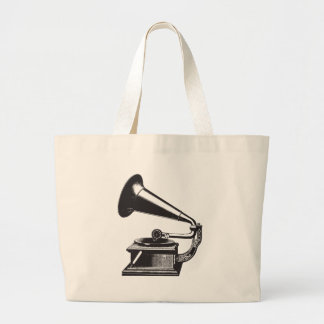 Vintage Gramophone Large Tote Bag