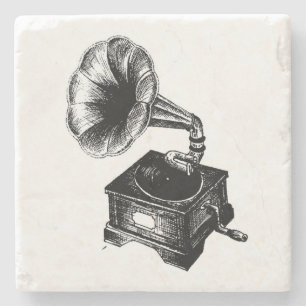 Vintage Gramophone Stone Coaster