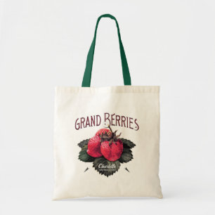 Vintage Grand Berries Strawberries Add Your Name Tote Bag