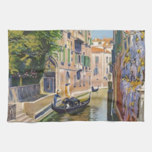 Vintage Grand Canal Gondolas Venice Italy Travel Kitchen Towel