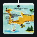 Vintage Grand Cayman Map Metal Ornament<br><div class="desc">A vintage postcard map of Grand Cayman Island repurposed on an ornament.</div>