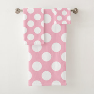 Vintage Grand Pois Blanc Pastel Rose Motif