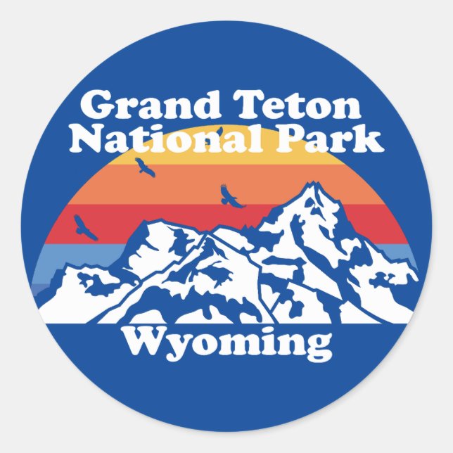 Vintage Grand Teton National Park  Classic Round Sticker (Front)