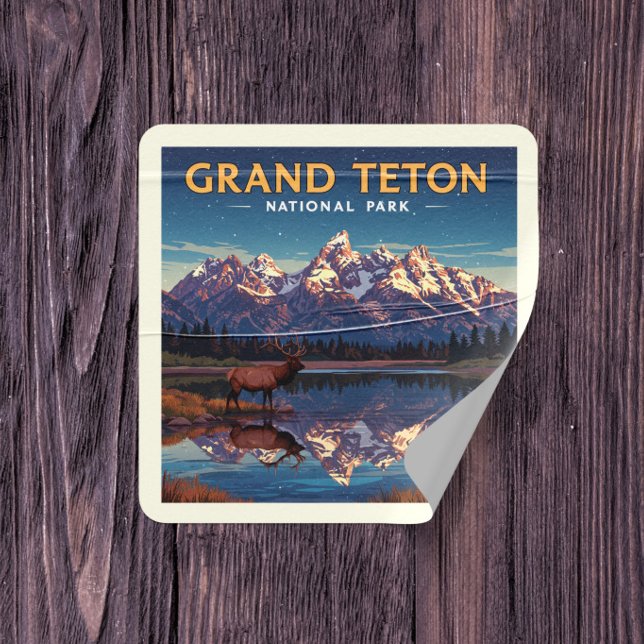 Vintage Grand Teton National Park Square Sticker (Creator Uploaded)
