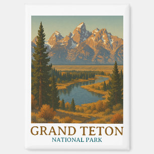 Vintage Grand Teton National Park Travel Magnet
