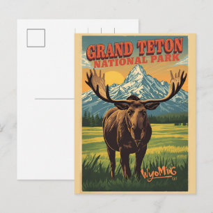 vintage Grand Teton National Park Wyoming Retro Holiday Postcard