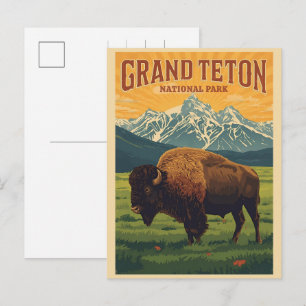 vintage Grand Teton National Park Wyoming Retro Holiday Postcard