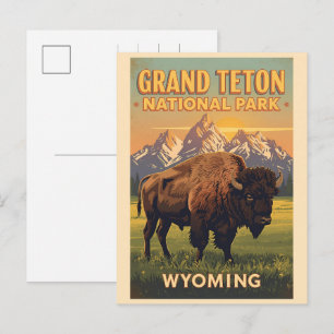 vintage Grand Teton National Park Wyoming Retro Holiday Postcard