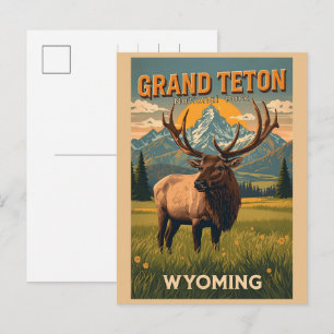 vintage Grand Teton National Park Wyoming Retro Holiday Postcard