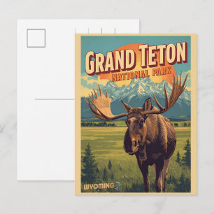 vintage Grand Teton National Park Wyoming Retro Holiday Postcard