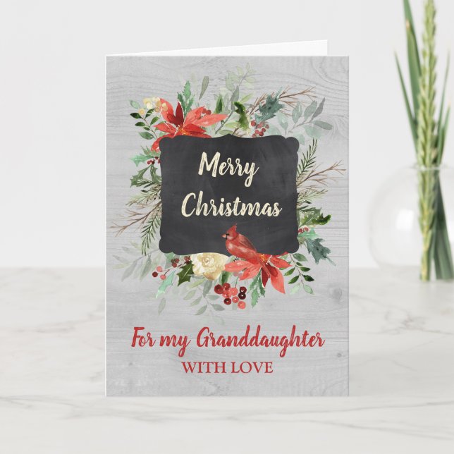 Vintage Granddaughter Merry Christmas Card (Front)