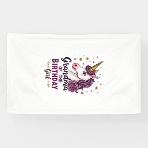 Vintage Grandma Of The Birthday Girl Unicorn Flora Banner