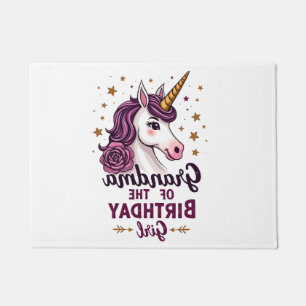 Vintage Grandma Of The Birthday Girl Unicorn Flora Doormat