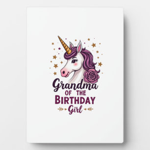 Vintage Grandma Of The Birthday Girl Unicorn Flora Plaque
