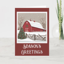 Vintage Grange Rustique Plié Carte de Noël