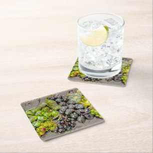 Vintage Grape Digital Art Paper Coaster