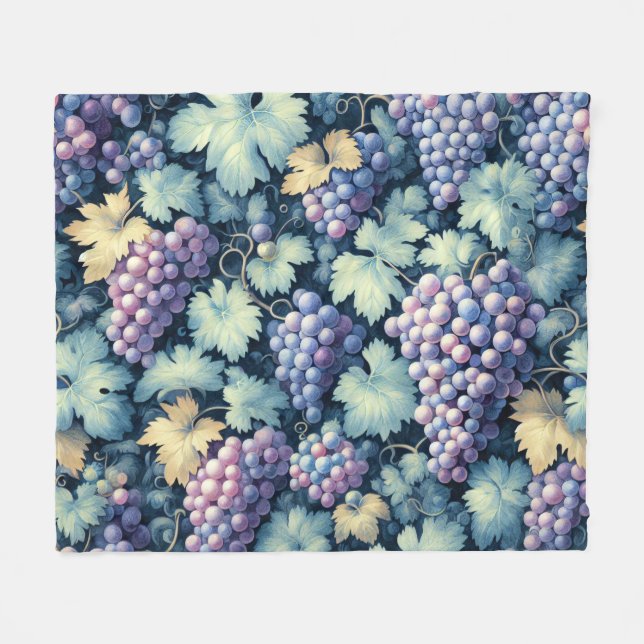 Vintage Grape Pattern Fleece Blanket (Front (Horizontal))