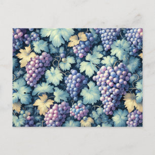 Vintage Grape Pattern Postcard