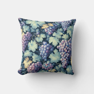 Vintage Grape Pattern Throw Pillow