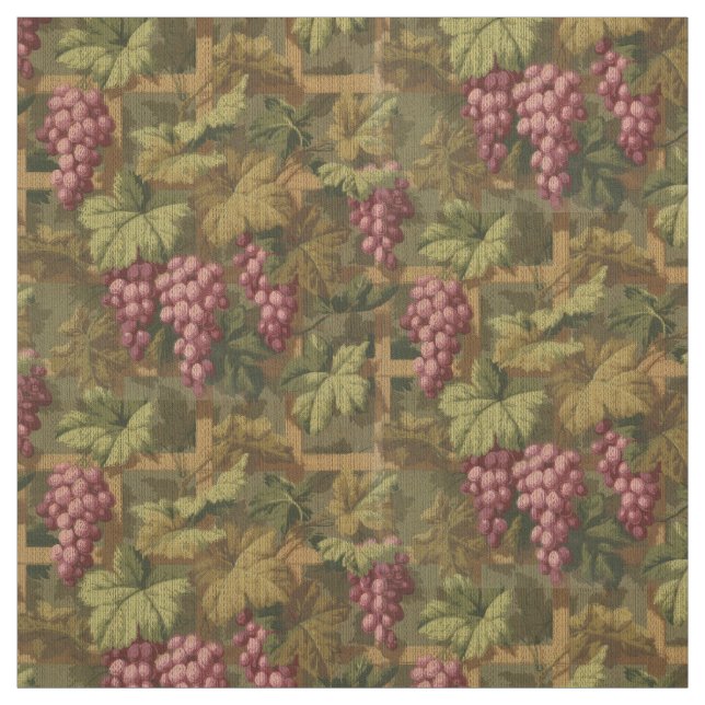 Vintage Grape Trellis Pattern Fabric (Swatch)