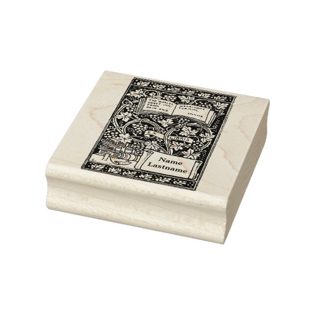 Vintage Grapevine & Books Ex Libris Template Rubber Stamp (Stamp)