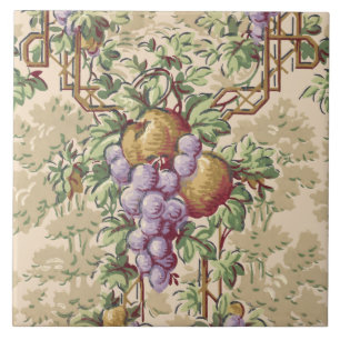 Vintage Grapevine & Fruit Garden Trellis Pattern Tile