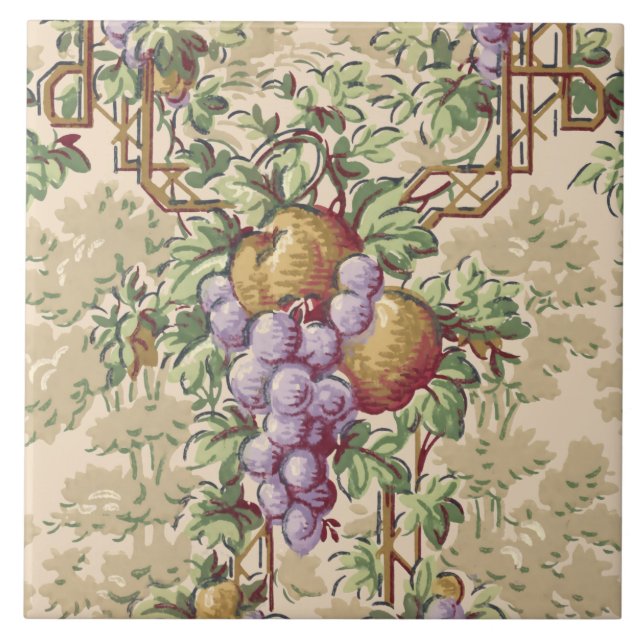 Vintage Grapevine & Fruit Garden Trellis Pattern Tile (Front)
