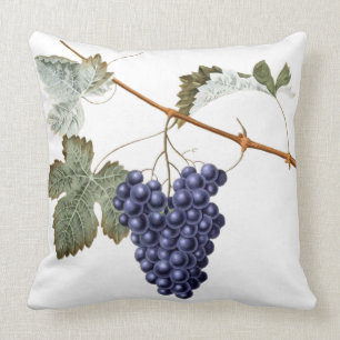 Vintage Grapevine Grapes Leaf Purple Plant Vinyard Throw Pillow