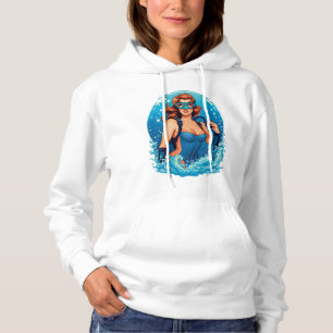 Vintage Graphic Design Female Scuba Diver Hoodie