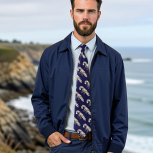 Vintage graphic lobster in dark navy tie
