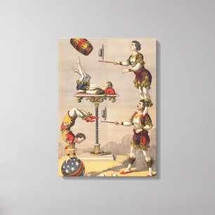 Vintage Graphic Print Of An Acrobatic Act.