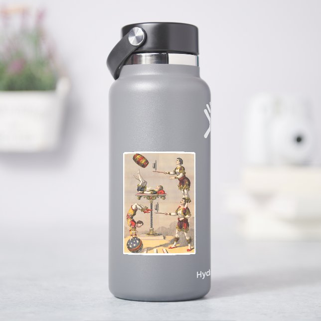 Vintage Graphic Print Of An Acrobatic Act. (HydroFlask)