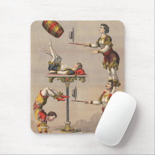 Vintage Graphic Print Of An Acrobatic Act. Mouse Pad