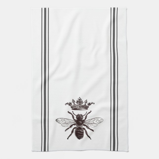 Vintage Graphic Queen Bee Kitchen Towel (Vertical)