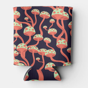Vintage Graphics Mushrooms Seamless Pattern Can Cooler