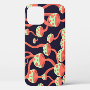 Vintage Graphics Mushrooms Seamless Pattern iPhone 12 Case