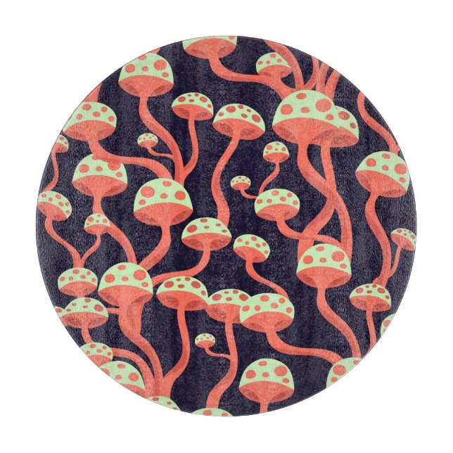 Vintage Graphics Mushrooms Seamless Pattern Cutting Board (Front)