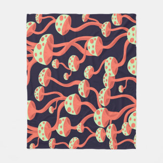 Vintage Graphics Mushrooms Seamless Pattern Fleece Blanket