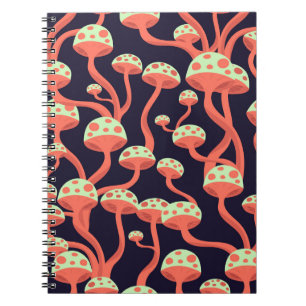 Vintage Graphics Mushrooms Seamless Pattern Notebook