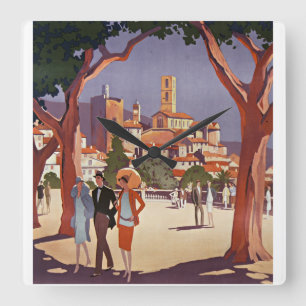 Vintage Grasse Summer Art Square Wall Clock