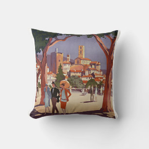 Vintage Grasse Summer Art Throw Pillow