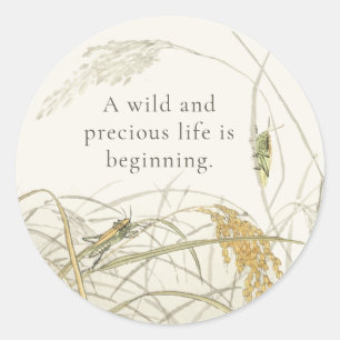 Vintage Grasshopper Baby Shower Classic Round Sti Sticker