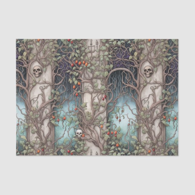 Vintage Graveyard Halloween Tissue Paper (Front)