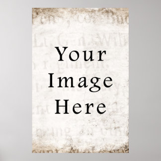 Vintage Gray Brown Tan Script Text Parchment Paper Poster