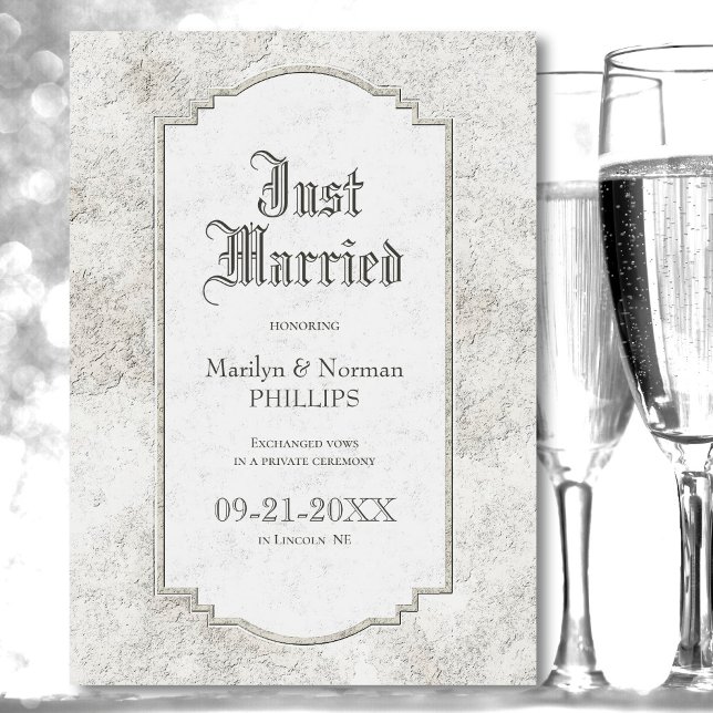 Vintage Gray Carved Stone Wedding Announcement (Creator Uploaded)