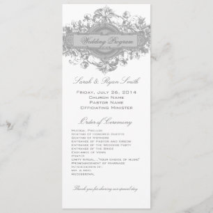 VINTAGE GRAY FLORAL WEDDING PROGRAM
